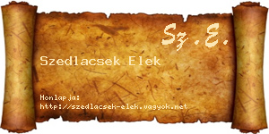 Szedlacsek Elek névjegykártya